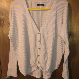 A&F cozy button front top